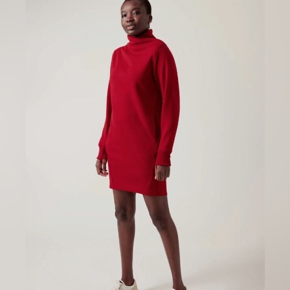 NWT Athleta Cozy Karma Mock Neck Dress in red